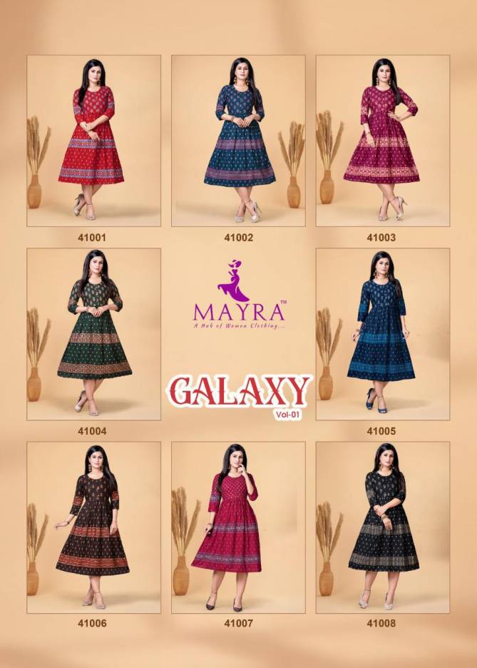 Mayra Galaxy 2 Regular Wear Rayon Printed Designer Kurti Collection